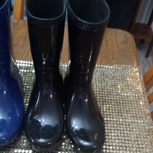 Glossy Blue and Black Boots